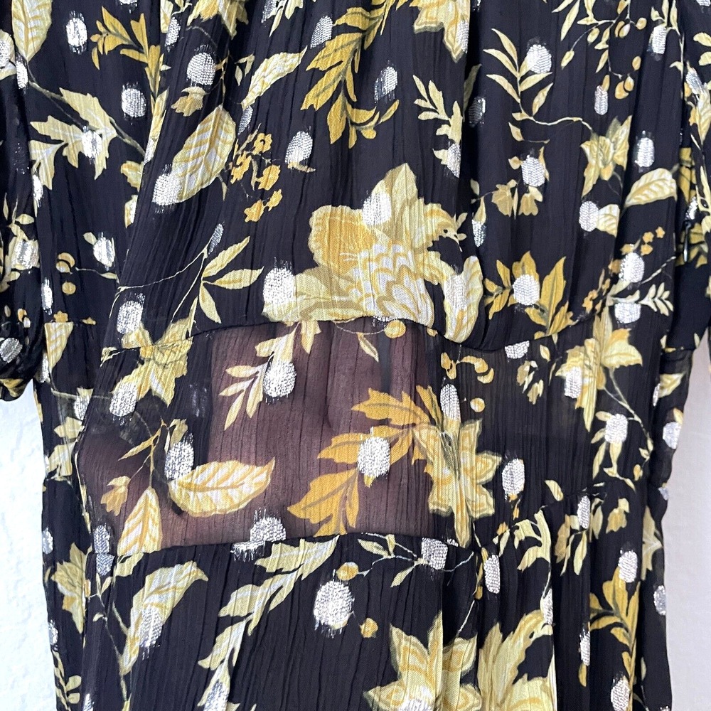 NWT $298 J.Crew Open-Back Metallic Clip-Dot Black Maxi Dress Golden Floral Sz 10 - Picture 9 of 16